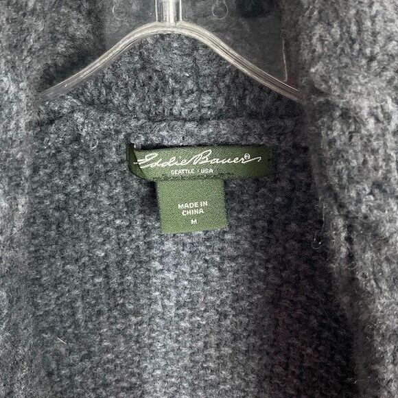 Eddie Bauer Womens M Sleeveless Open Front Chunky Cable Knit Wool Cardigan Vest - Picture 9 of 13